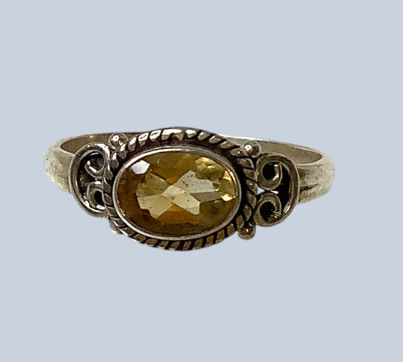 Citrine Sterling Silver Rings (Size 7-8)