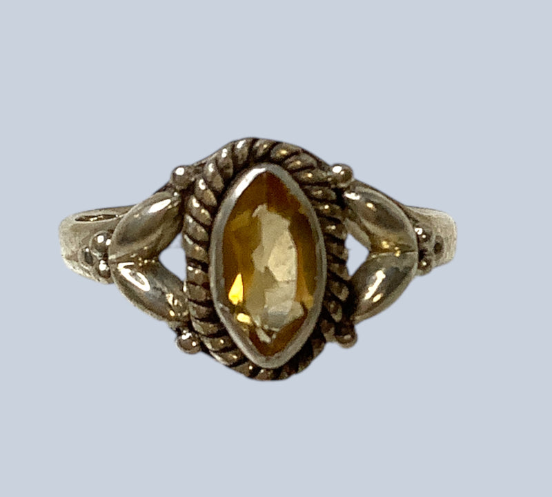 Citrine Sterling Silver Rings (Size 7-8)