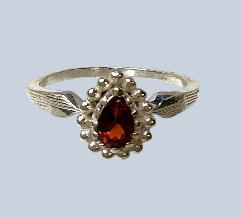 Garnet Sterling Silver Rings (Sizes 4-8)