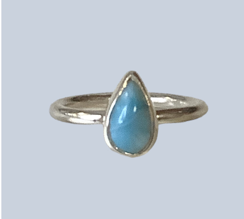 Larimar Sterling Silver Rings (Size 8-8.5)