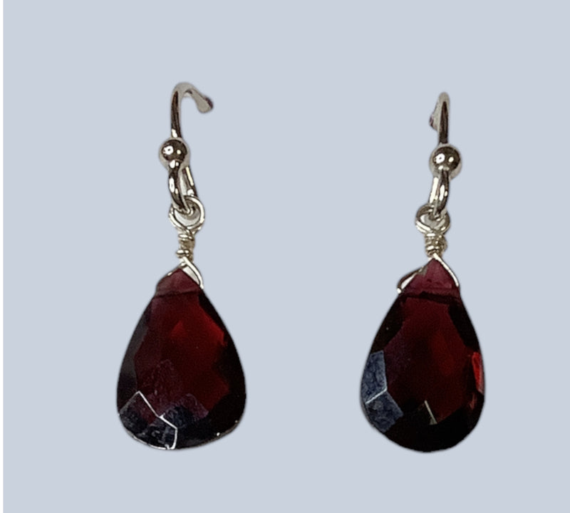 Garnet Sterling Silver Earrings