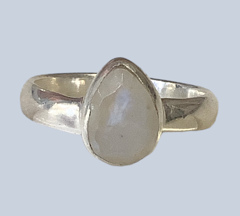 Rainbow Moonstone Sterling Silver Rings (Size 7-11)