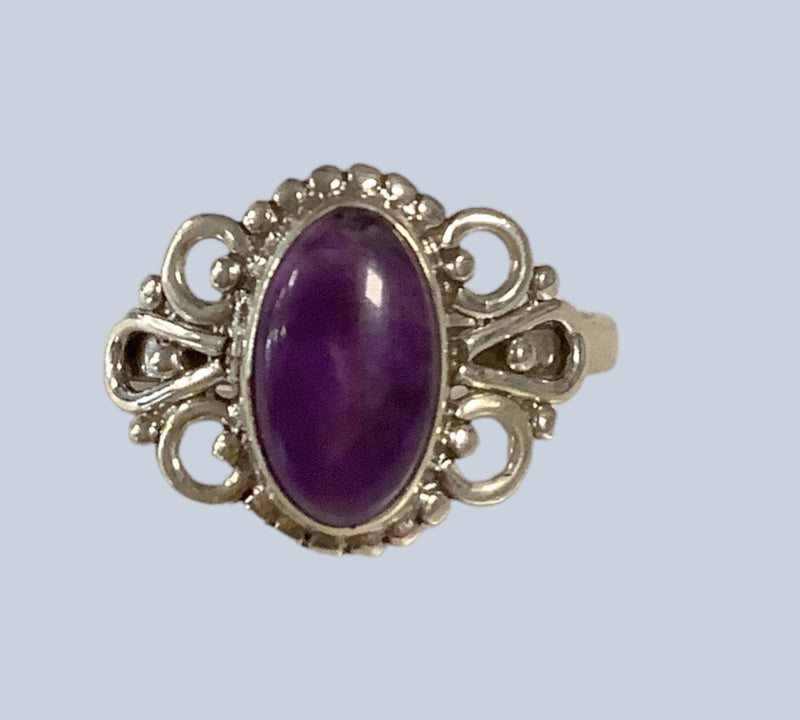 Amethyst Sterling Silver Rings (Size 8)