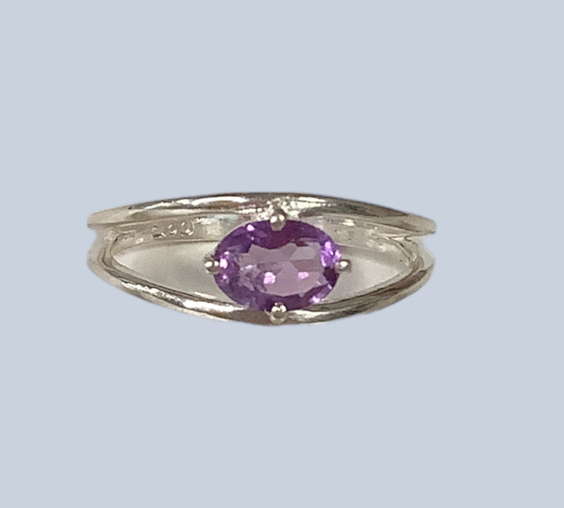 Amethyst Sterling Silver Rings (Size 8)