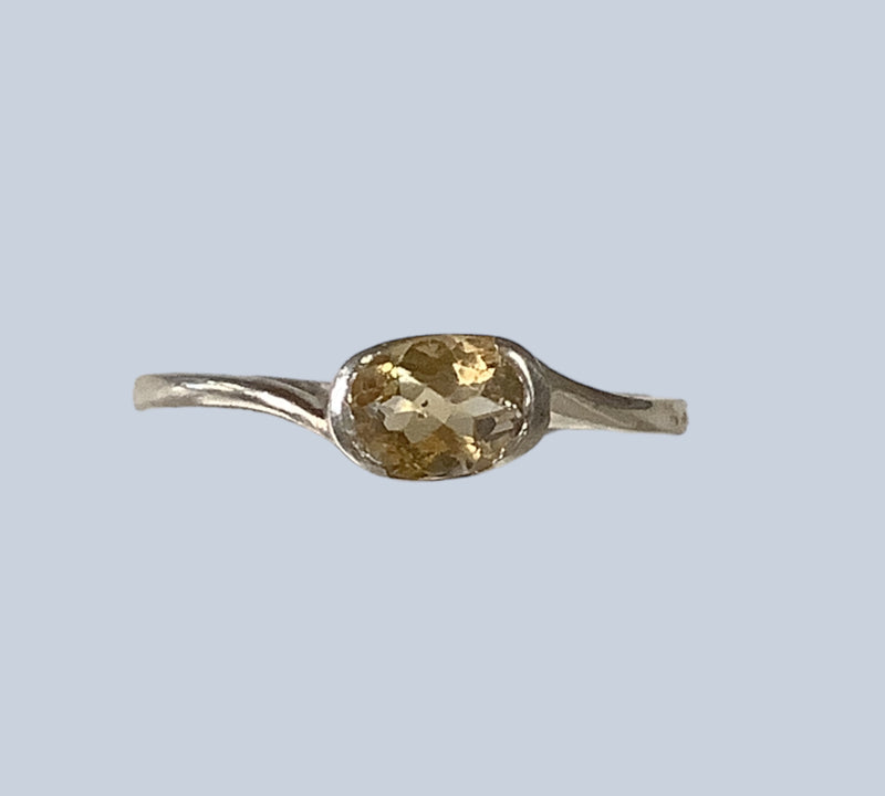 Citrine Sterling Silver Rings (Size 7-8)