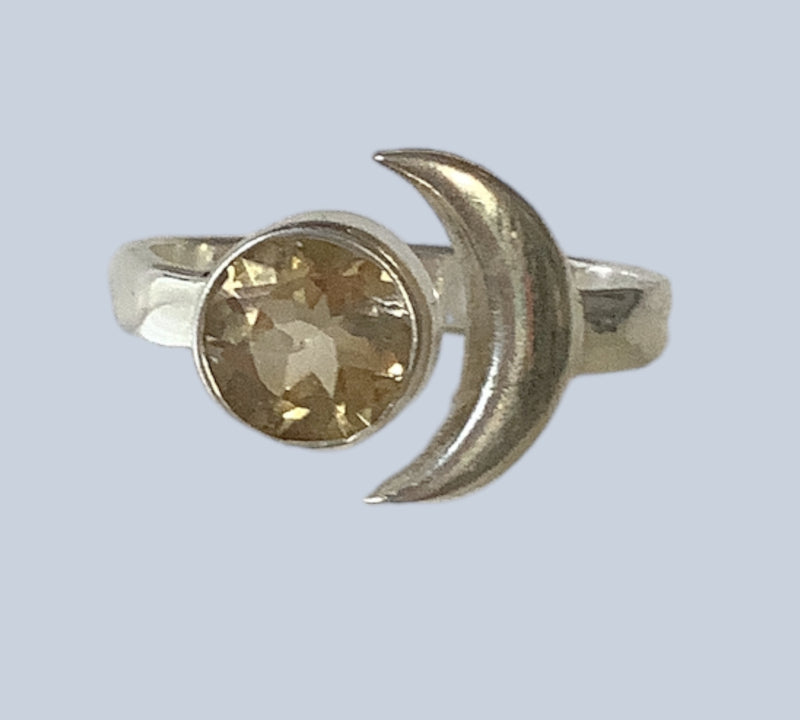 Citrine Sterling Silver Rings (Size 7-8)