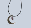 Crescent Moon with Crystal Charm Pendant