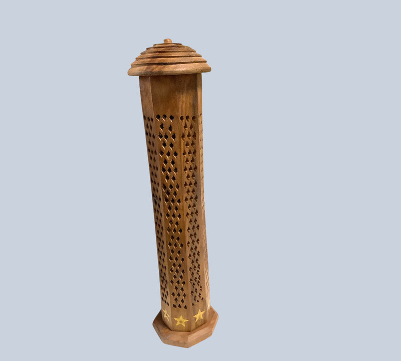 Incense Tower, Natural Wood 12 inches tall