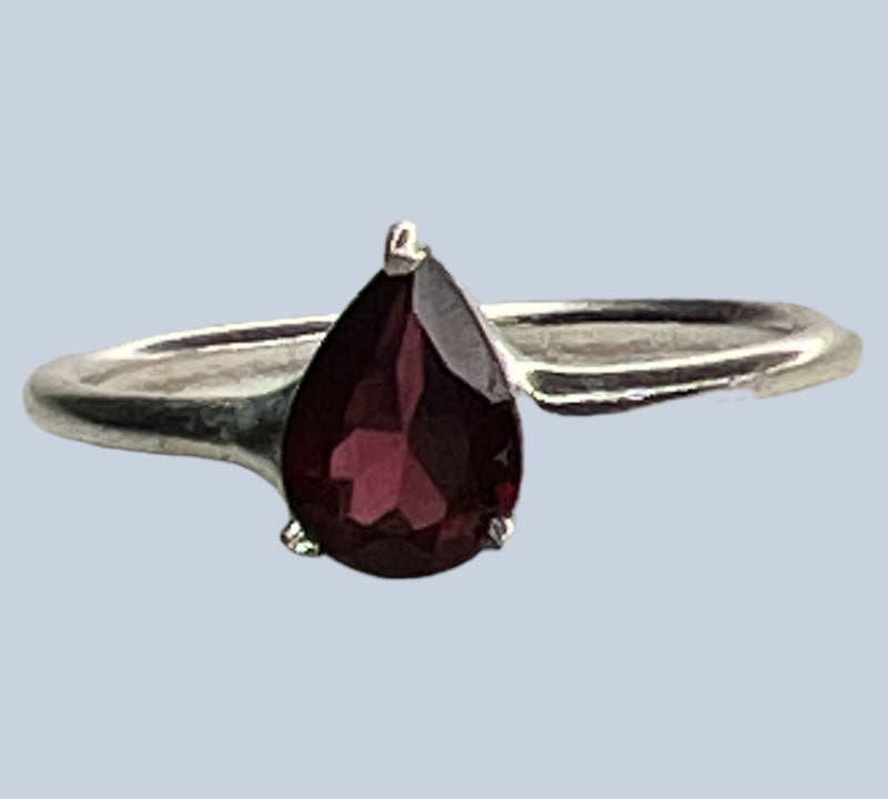 Garnet Sterling Silver Rings (Sizes 4-8)