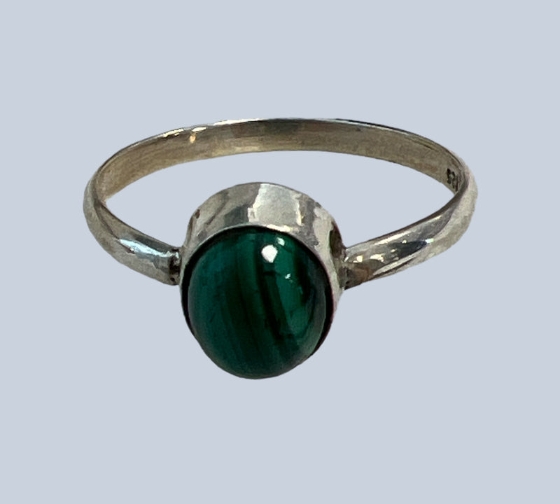 Malachite Sterling Silver Rings (Sizes 4-7)