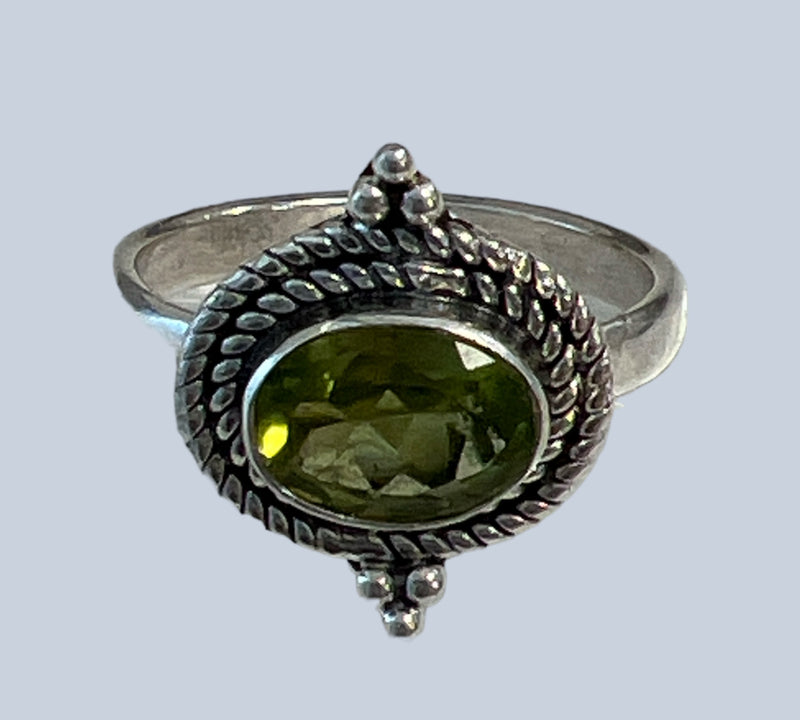 Peridot Sterling Silver Ring (Sizes 4-8)