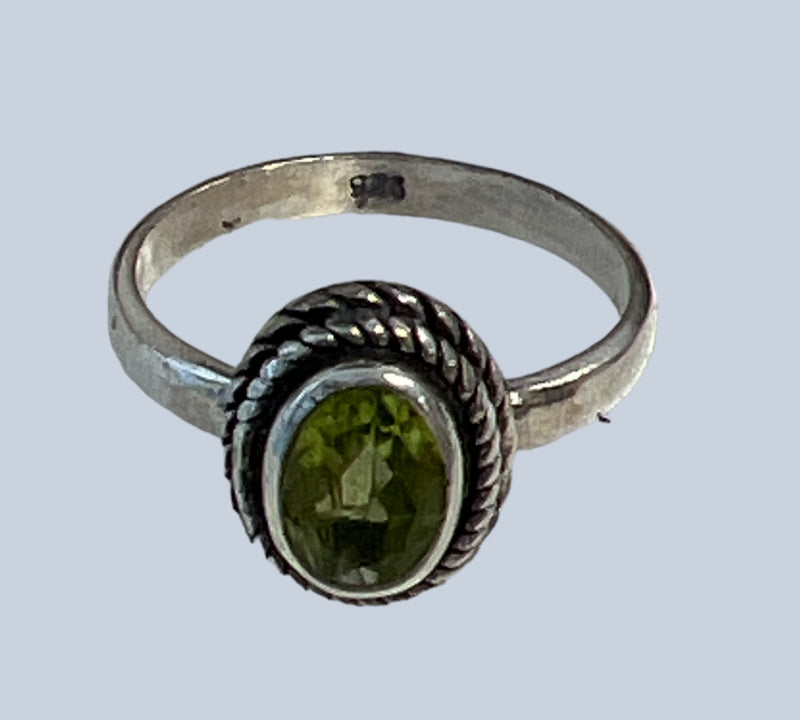 Peridot Sterling Silver Ring (Sizes 4-8)