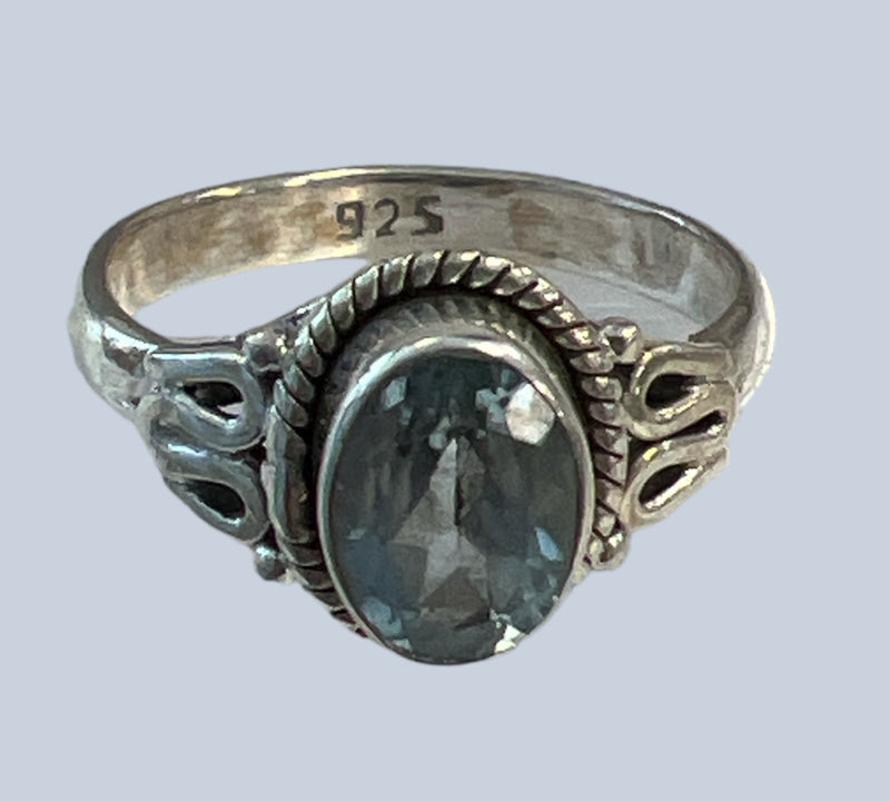 Blue Topaz Sterling Silver Rings (Sizes 4-7)