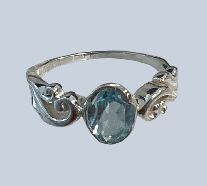 Blue Topaz Sterling Silver Rings (Sizes 4-7)