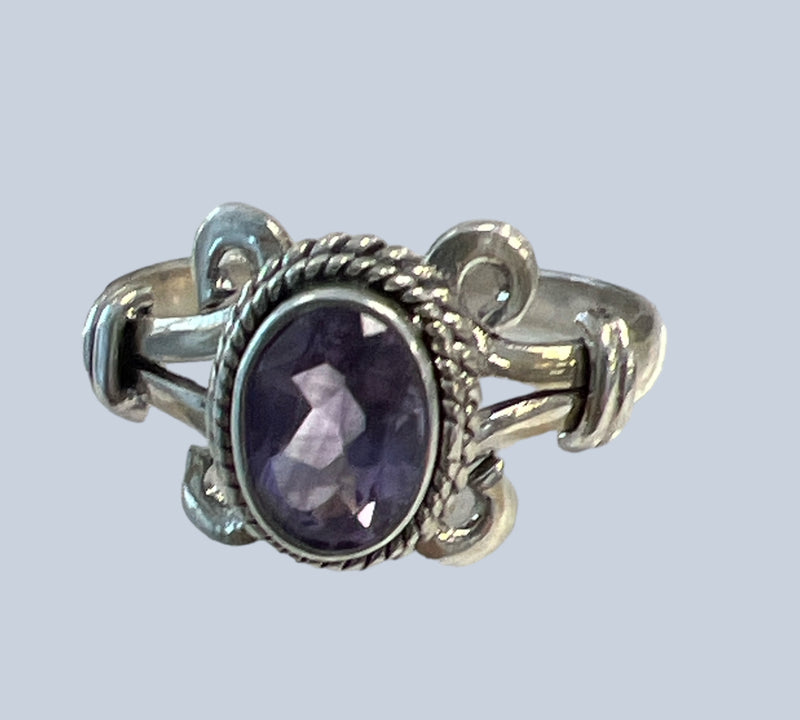 Amethyst Sterling Silver Rings (Size 7)