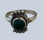 Emerald Sterling Silver Rings (Size 4-5)