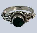 Emerald Sterling Silver Rings (Size 4-5)