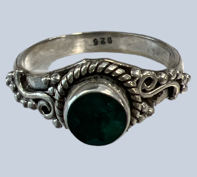 Emerald Sterling Silver Rings (Size 4-5)