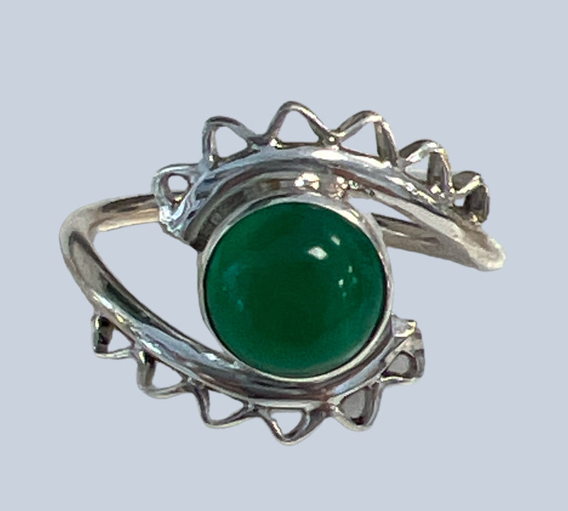 Green Aventurine Sterling Silver Rings 4-10