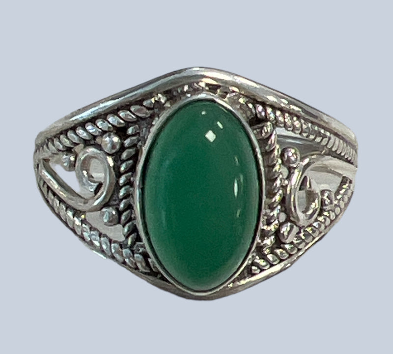 Green Aventurine Sterling Silver Rings 4-10